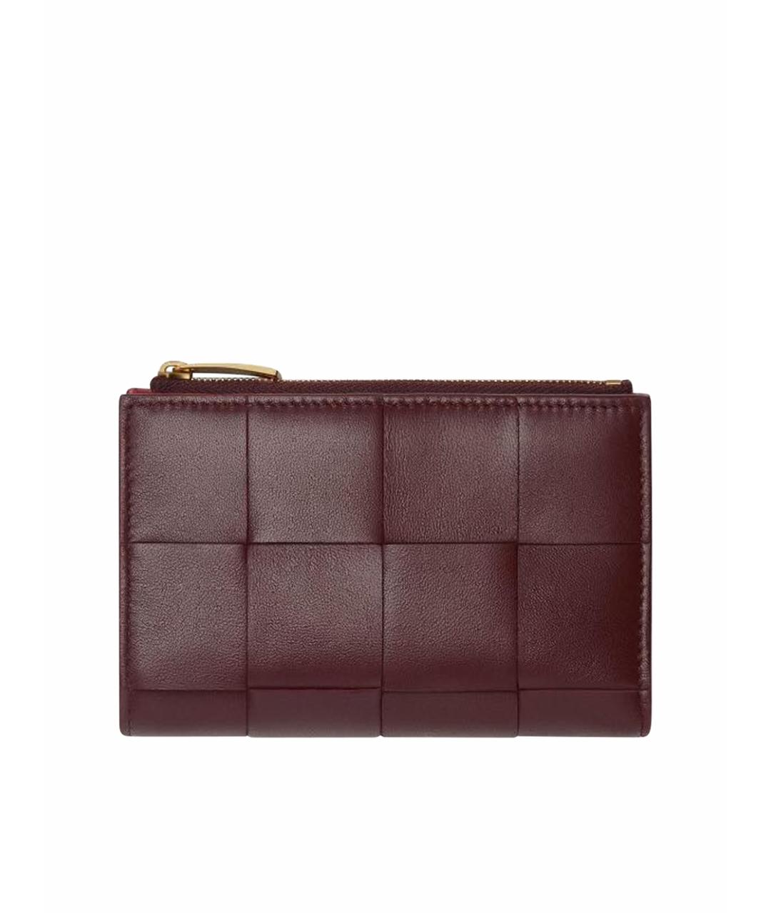 BOTTEGA VENETA Бордовый кожаный кошелек, фото 1