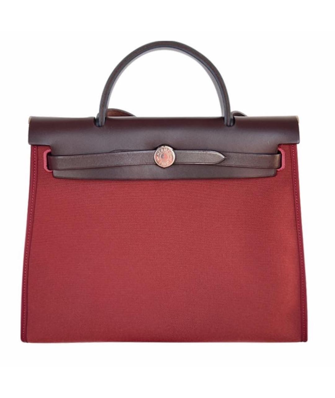 HERMES Бордовая жаккардовая сумка с короткими ручками, фото 9