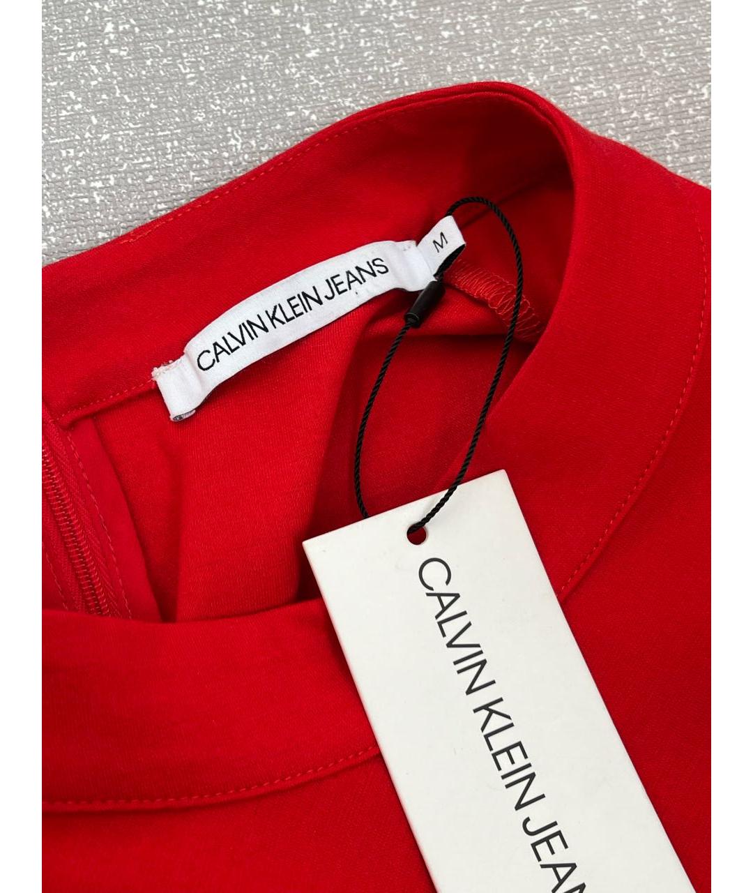 CALVIN KLEIN Красное вискозное повседневное платье, фото 4