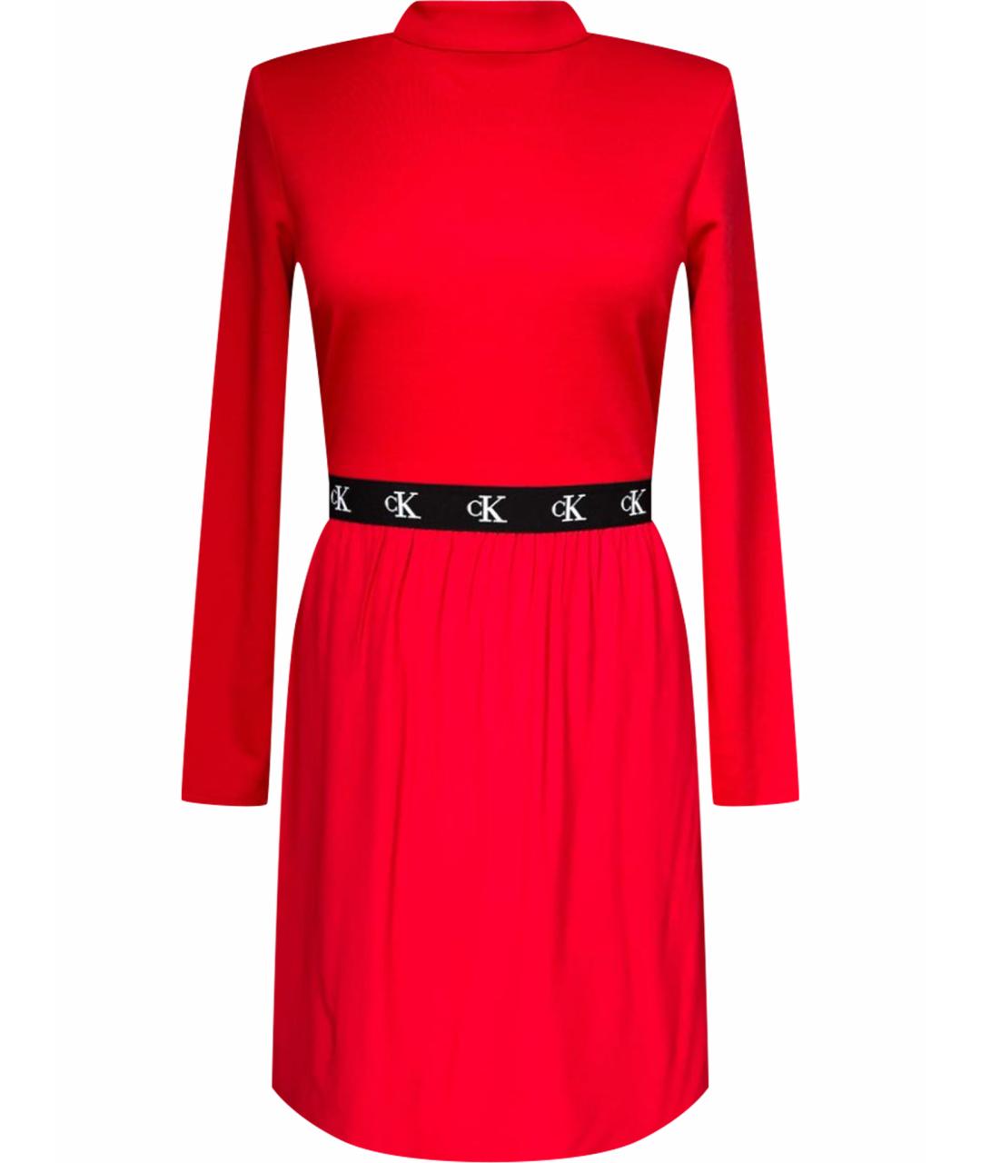 CALVIN KLEIN Красное вискозное повседневное платье, фото 1