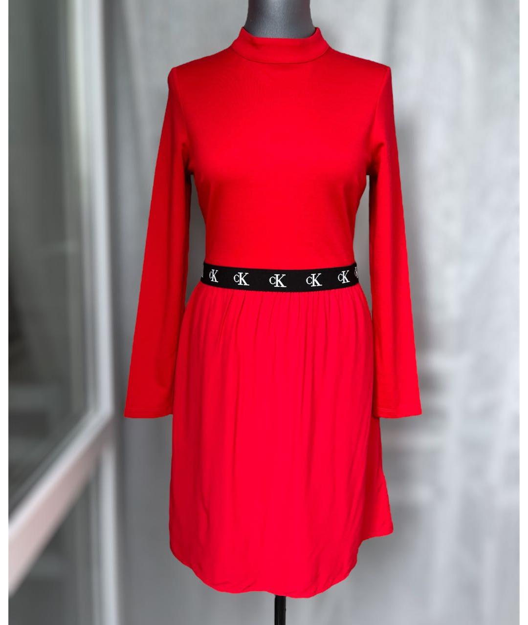 CALVIN KLEIN Красное вискозное повседневное платье, фото 6
