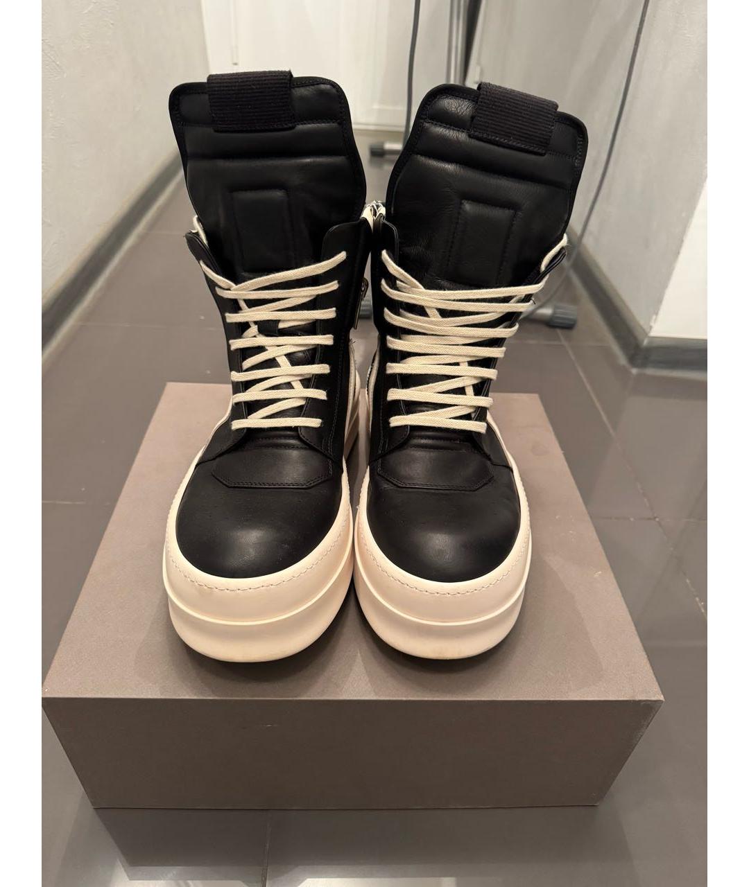 RICK OWENS Черные кожаные высокие ботинки, фото 2