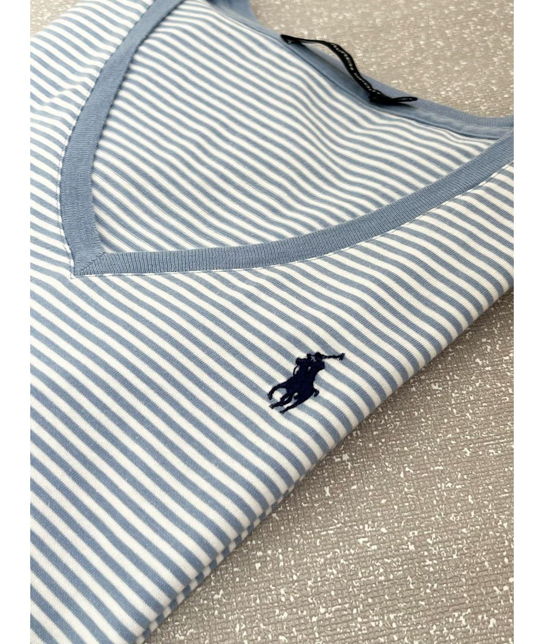 RALPH LAUREN Голубая хлопковая футболка, фото 4