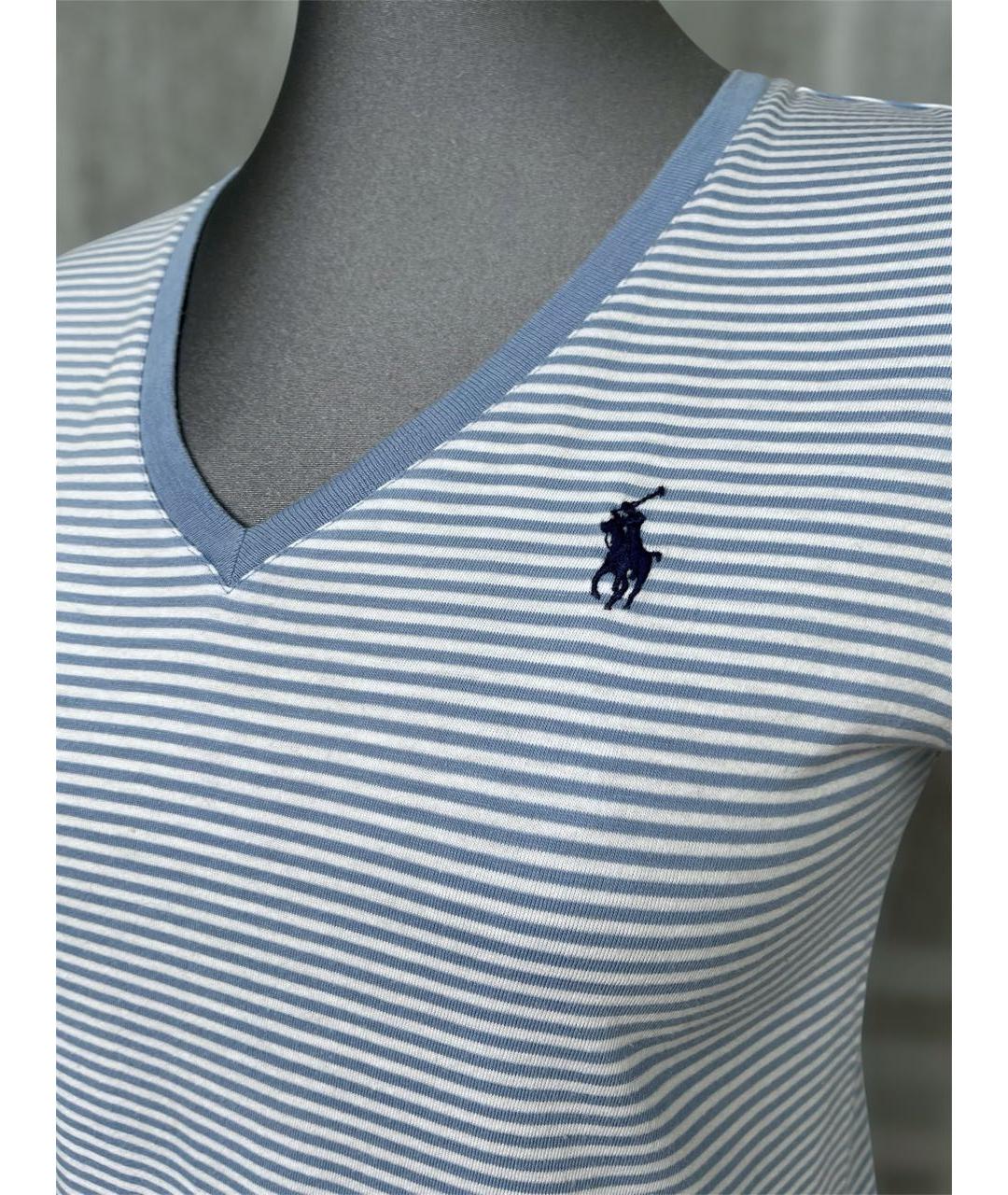 RALPH LAUREN Голубая хлопковая футболка, фото 3