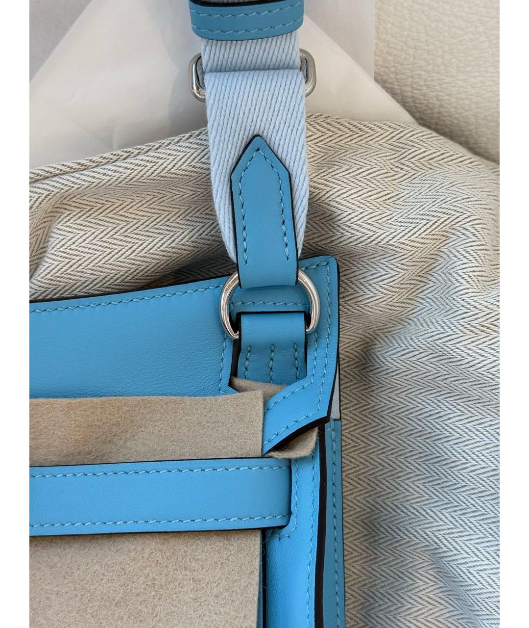 HERMES Голубая кожаная сумка через плечо, фото 3