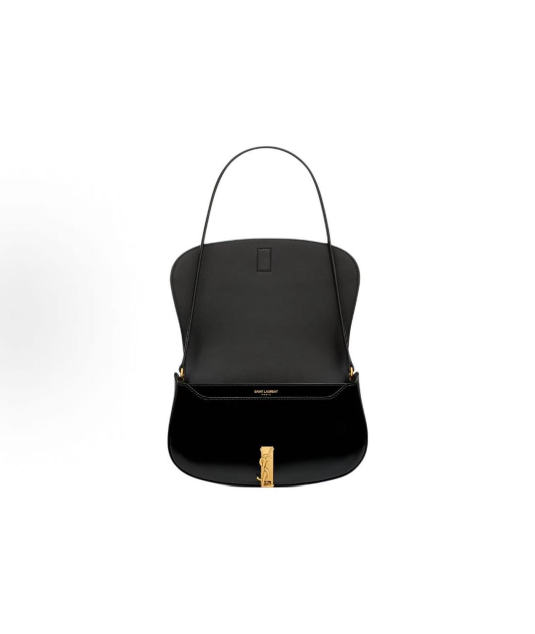 SAINT LAURENT Черная кожаная сумка с короткими ручками, фото 5