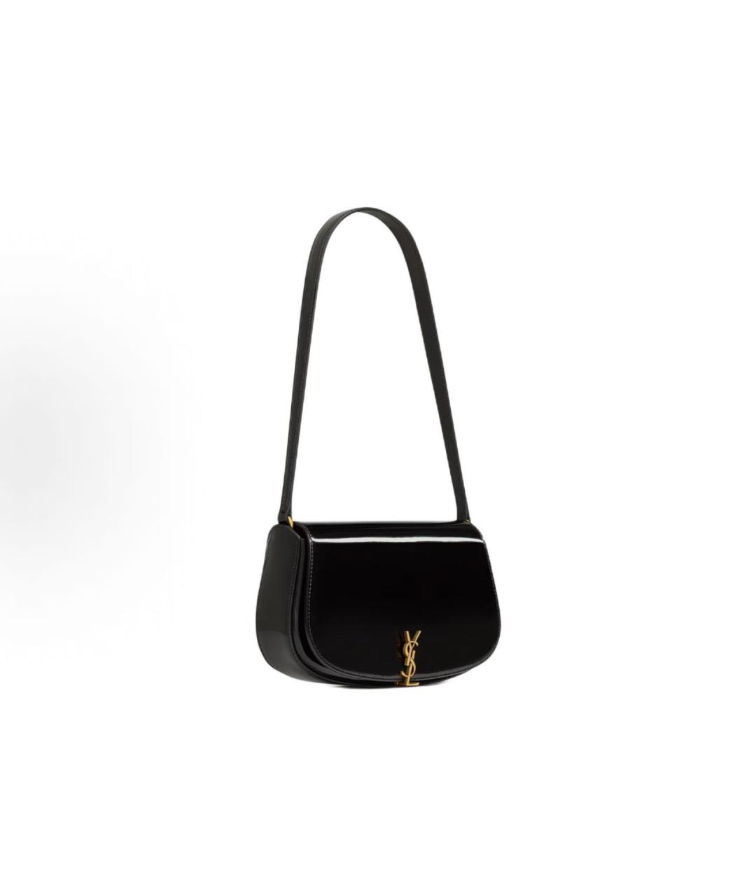 SAINT LAURENT Черная кожаная сумка с короткими ручками, фото 2
