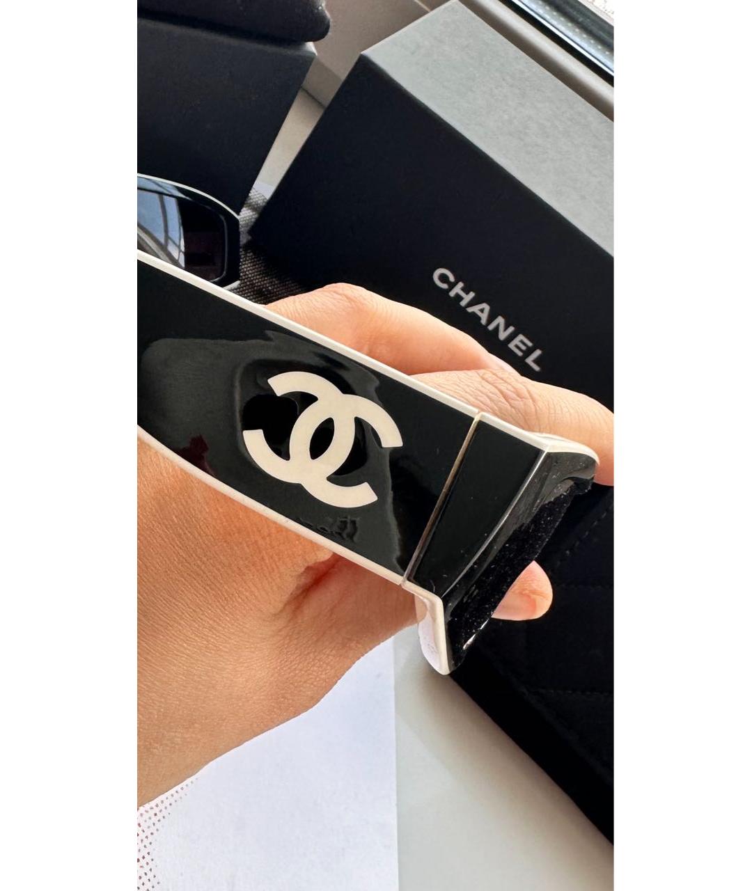 CHANEL Черные пластиковые солнцезащитные очки, фото 3