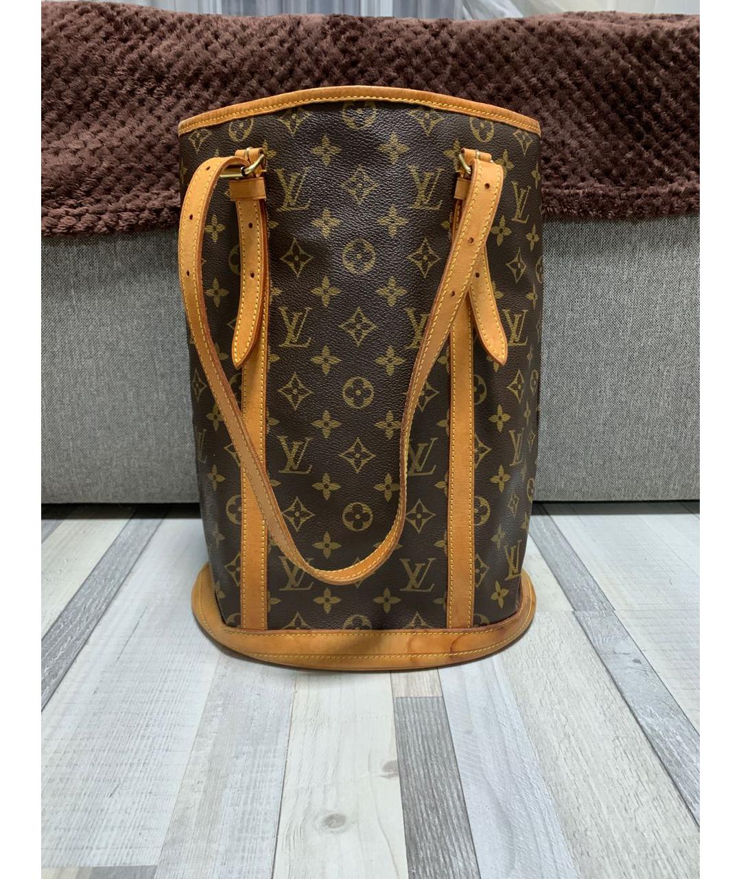 LOUIS VUITTON Коричневая кожаная сумка тоут, фото 3