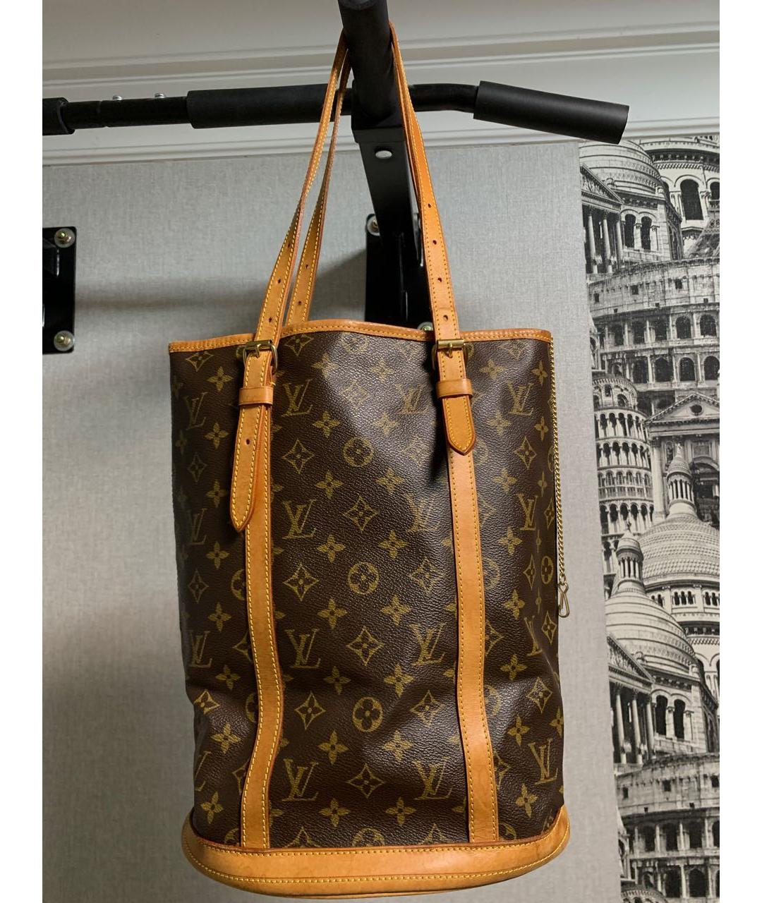 LOUIS VUITTON Коричневая кожаная сумка тоут, фото 8