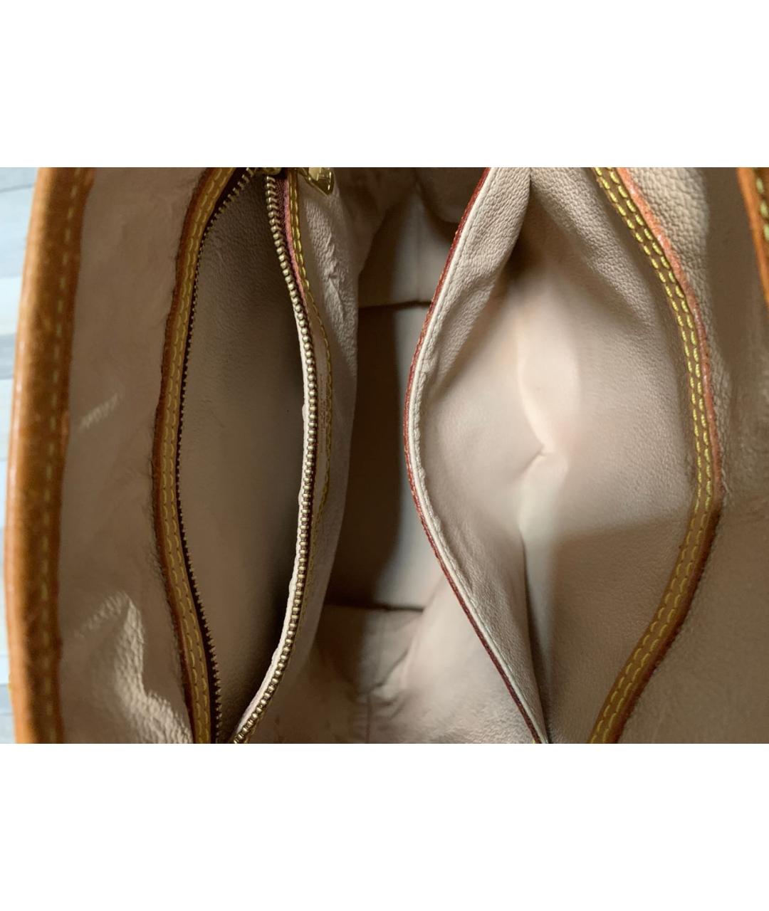 LOUIS VUITTON Коричневая кожаная сумка тоут, фото 7