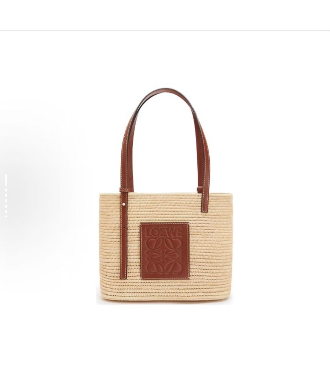 LOEWE Бежевая пелетеная пляжная сумка, фото 6