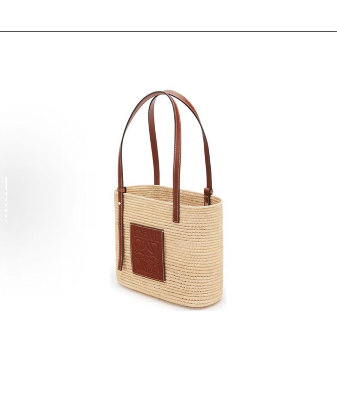 LOEWE Бежевая пелетеная пляжная сумка, фото 2