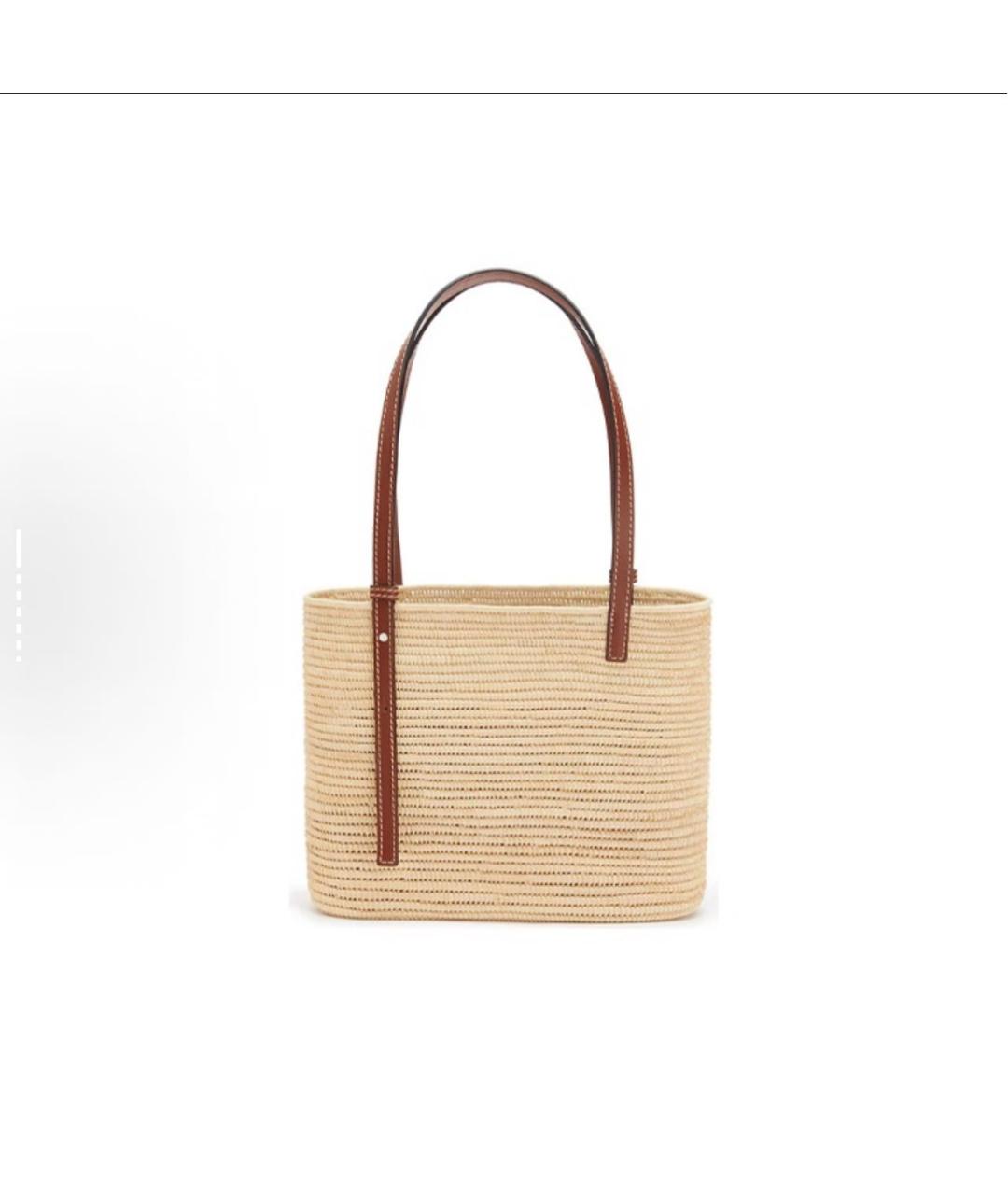 LOEWE Бежевая пелетеная пляжная сумка, фото 3