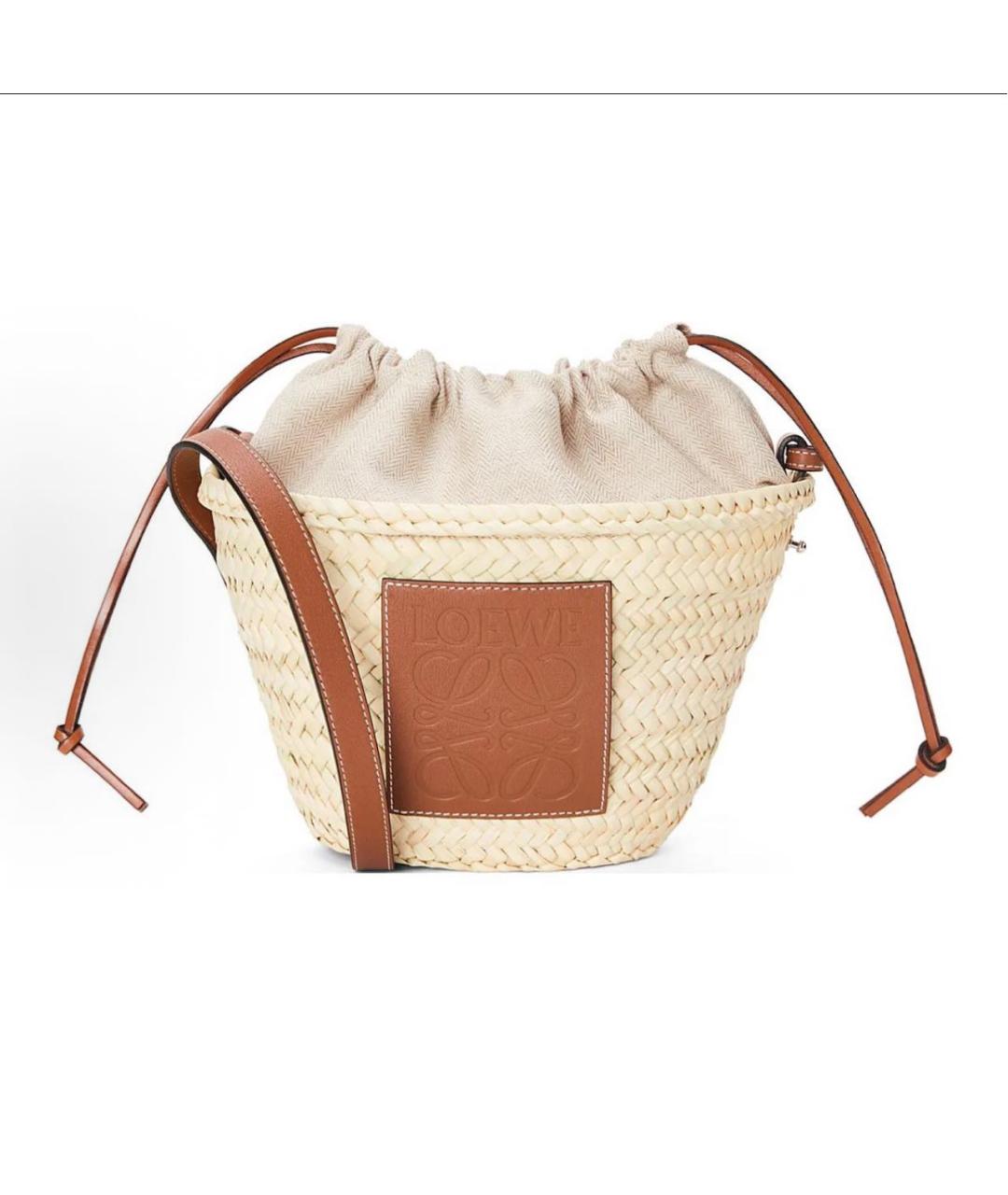 LOEWE Бежевая пелетеная пляжная сумка, фото 8