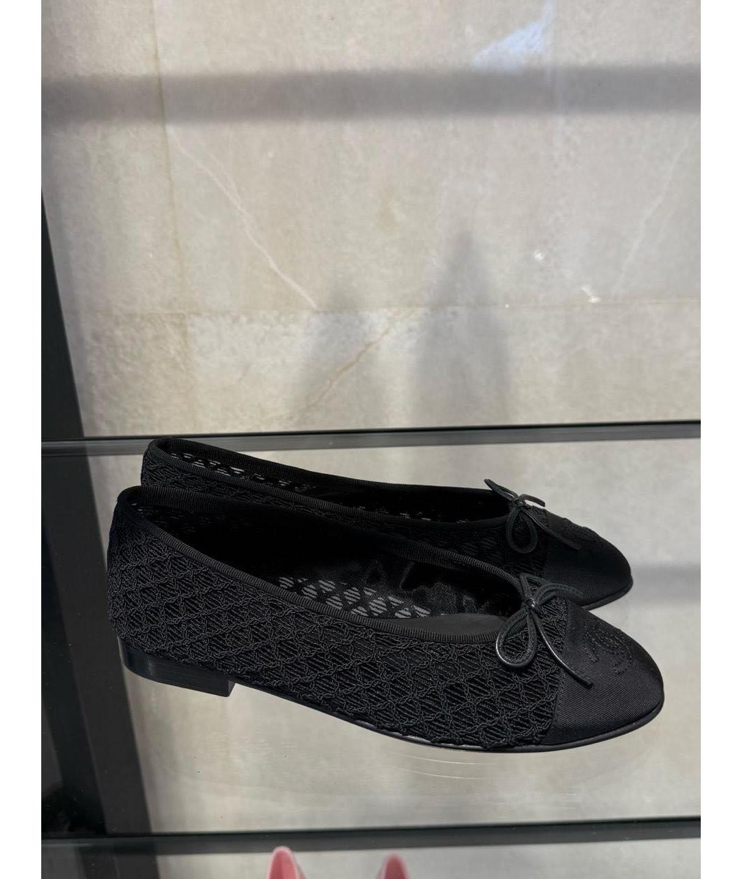 CHANEL Черные текстильные балетки, фото 2