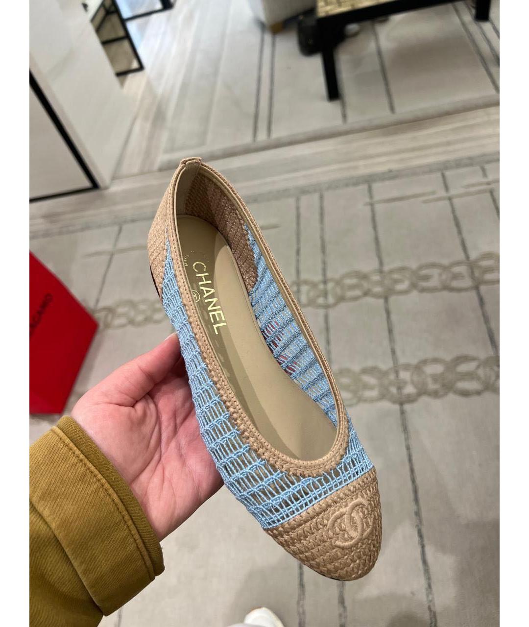 CHANEL Голубые текстильные балетки, фото 2