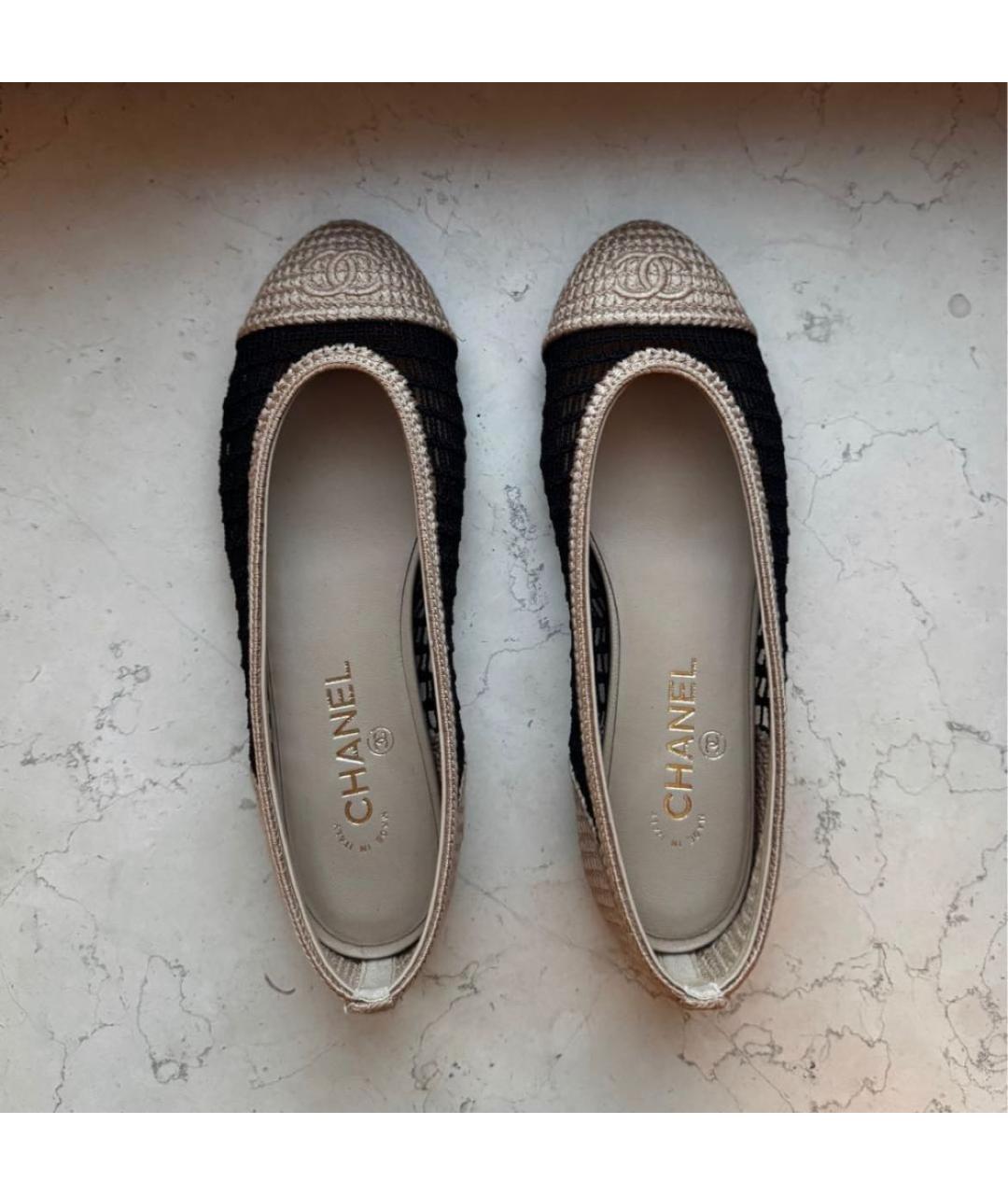 CHANEL Черные текстильные балетки, фото 3