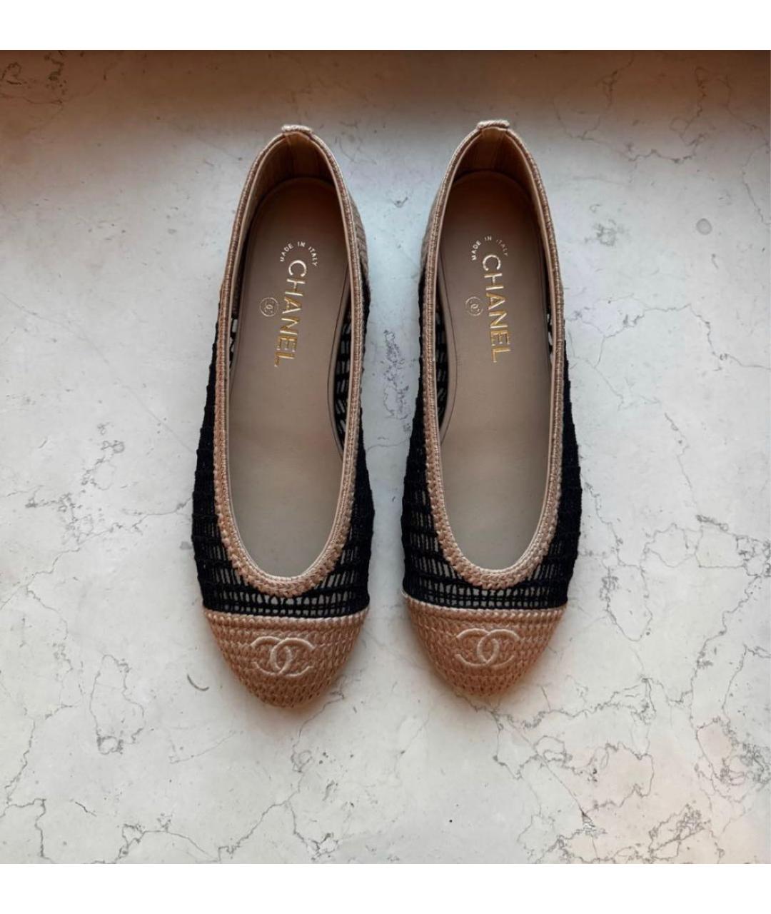 CHANEL Черные текстильные балетки, фото 2