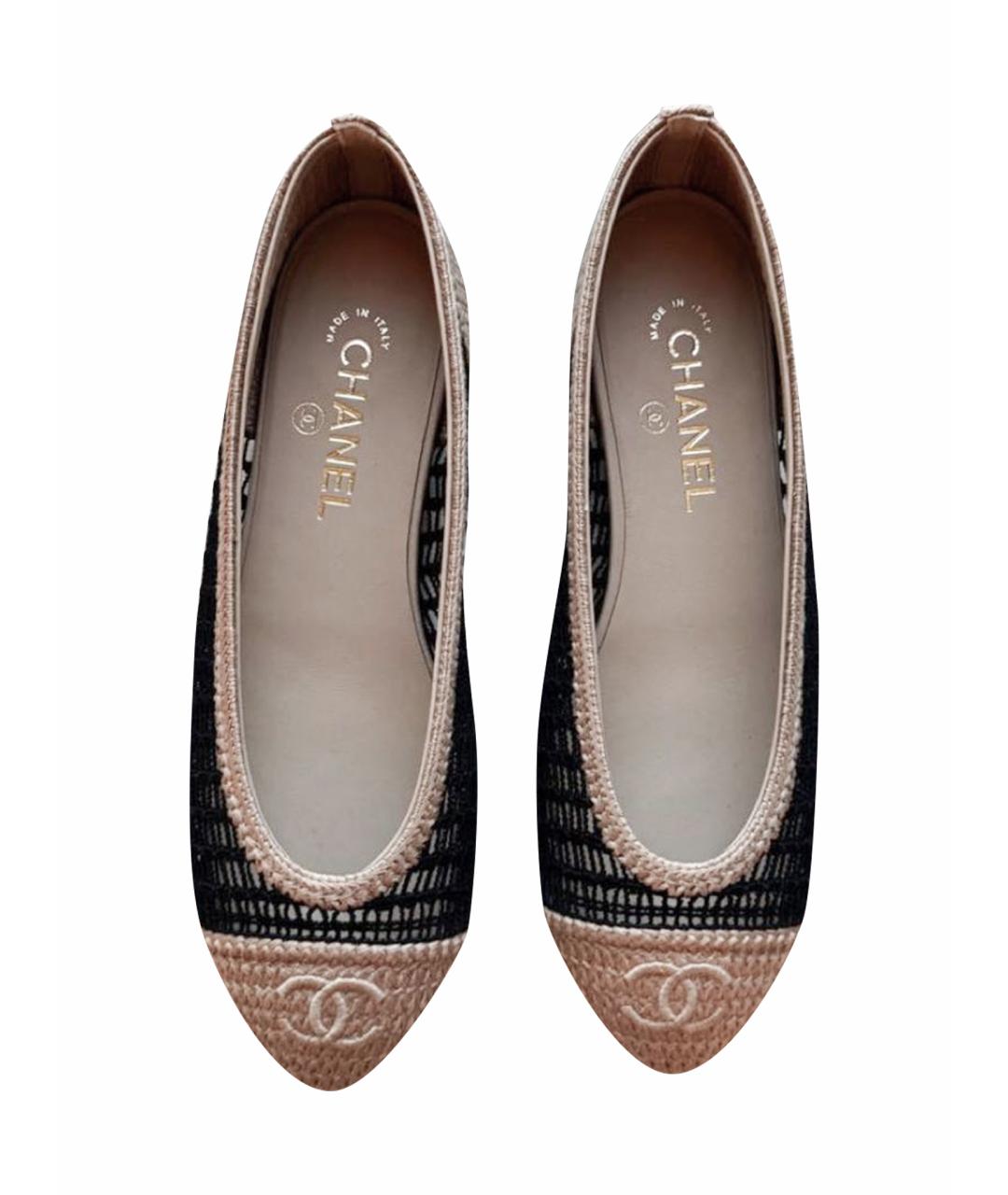 CHANEL Черные текстильные балетки, фото 6