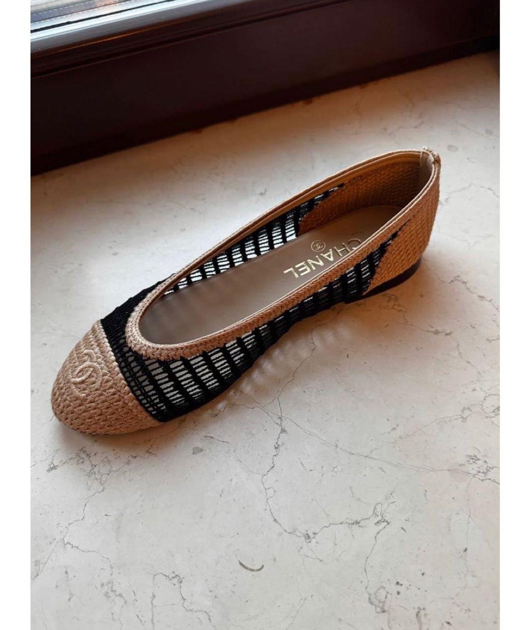 CHANEL Черные текстильные балетки, фото 4