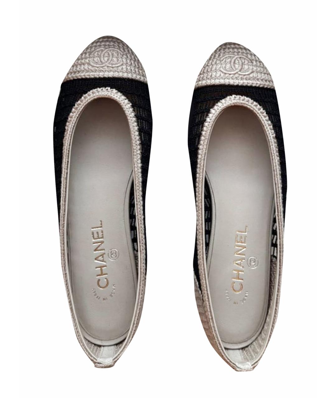 CHANEL Черные текстильные балетки, фото 5