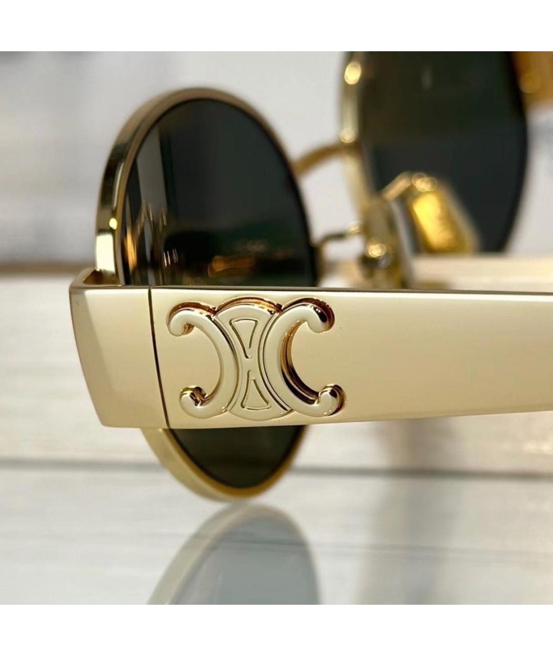 CELINE Золотые металлические солнцезащитные очки, фото 6