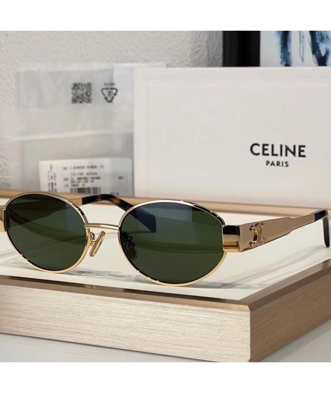 CELINE Золотые металлические солнцезащитные очки, фото 5