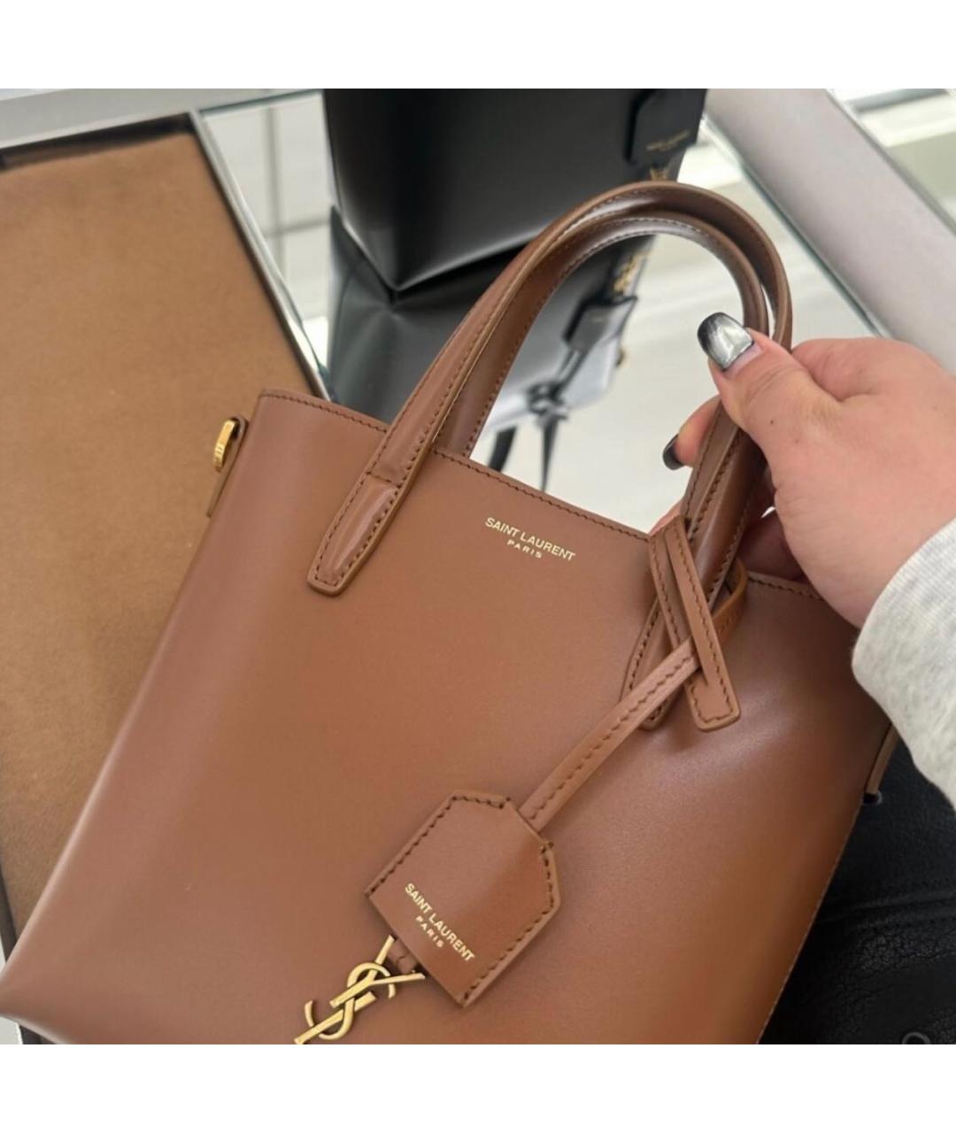 SAINT LAURENT Мульти кожаная сумка с короткими ручками, фото 5