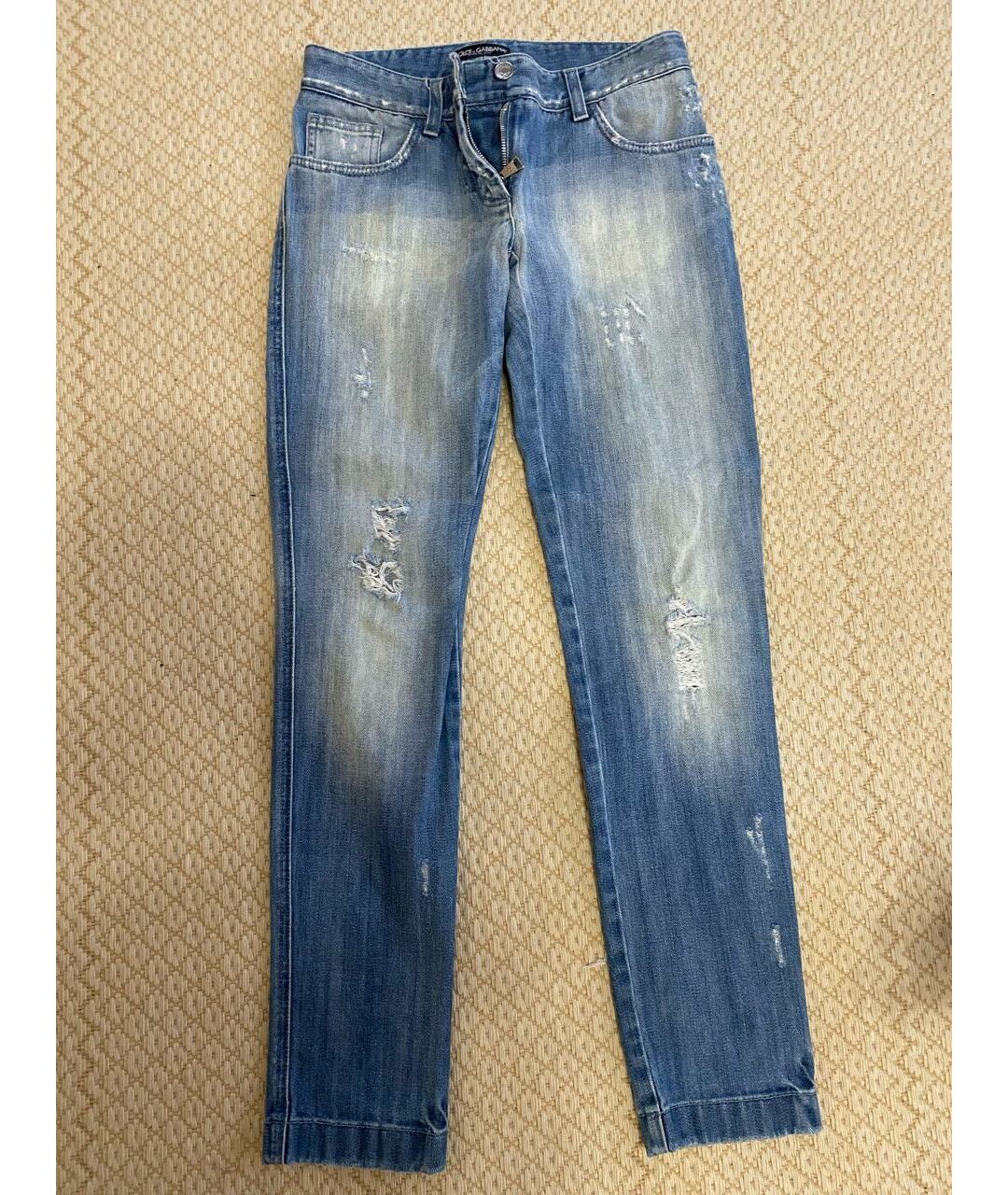 DOLCE&GABBANA Синие хлопковые прямые джинсы, фото 9