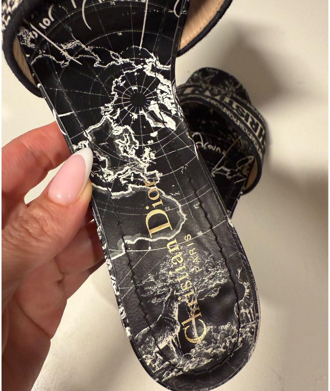 CHRISTIAN DIOR Черные текстильные мюли, фото 5