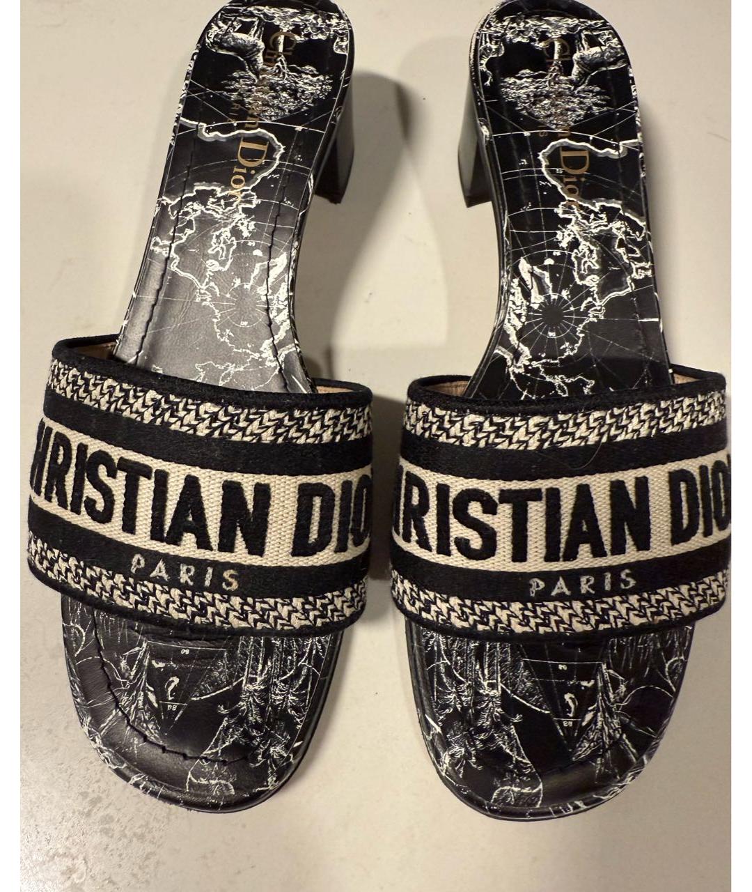 CHRISTIAN DIOR Черные текстильные мюли, фото 2