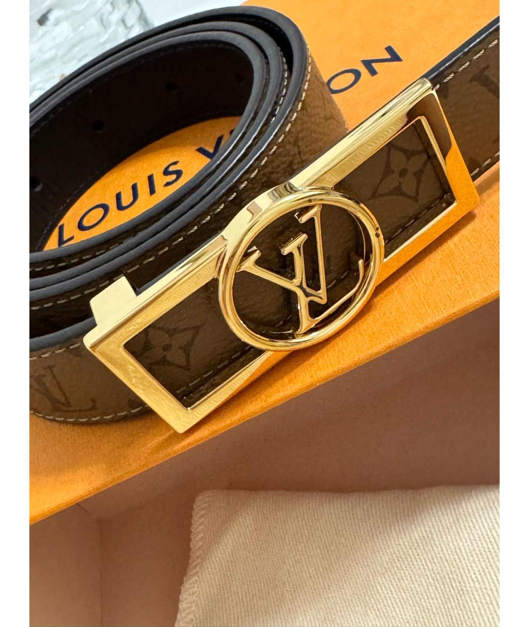 LOUIS VUITTON Бежевый кожаный ремень, фото 2