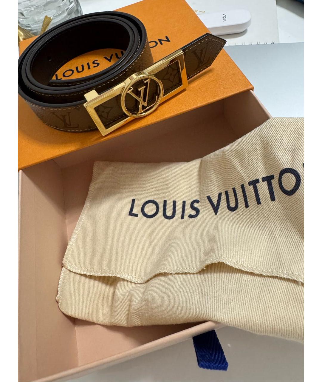LOUIS VUITTON Бежевый кожаный ремень, фото 5
