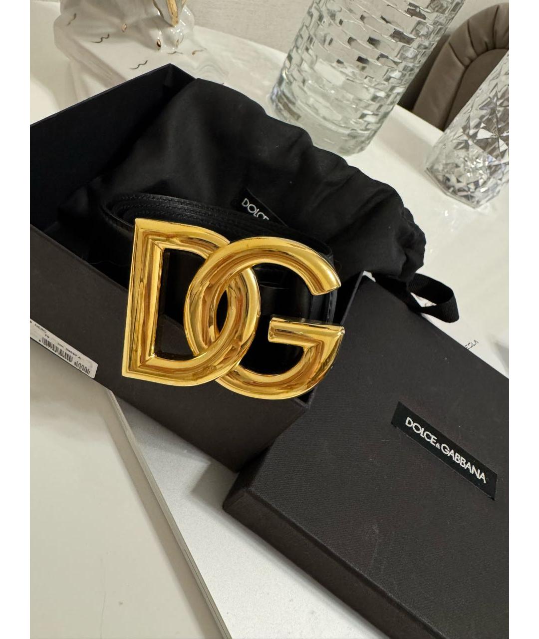 DOLCE&GABBANA Черный кожаный ремень, фото 5
