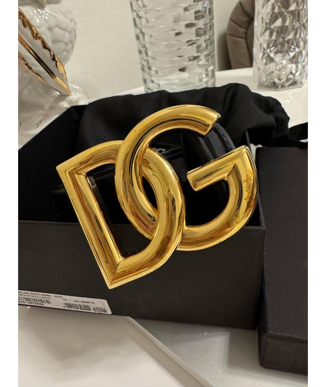 DOLCE&GABBANA Черный кожаный ремень, фото 2
