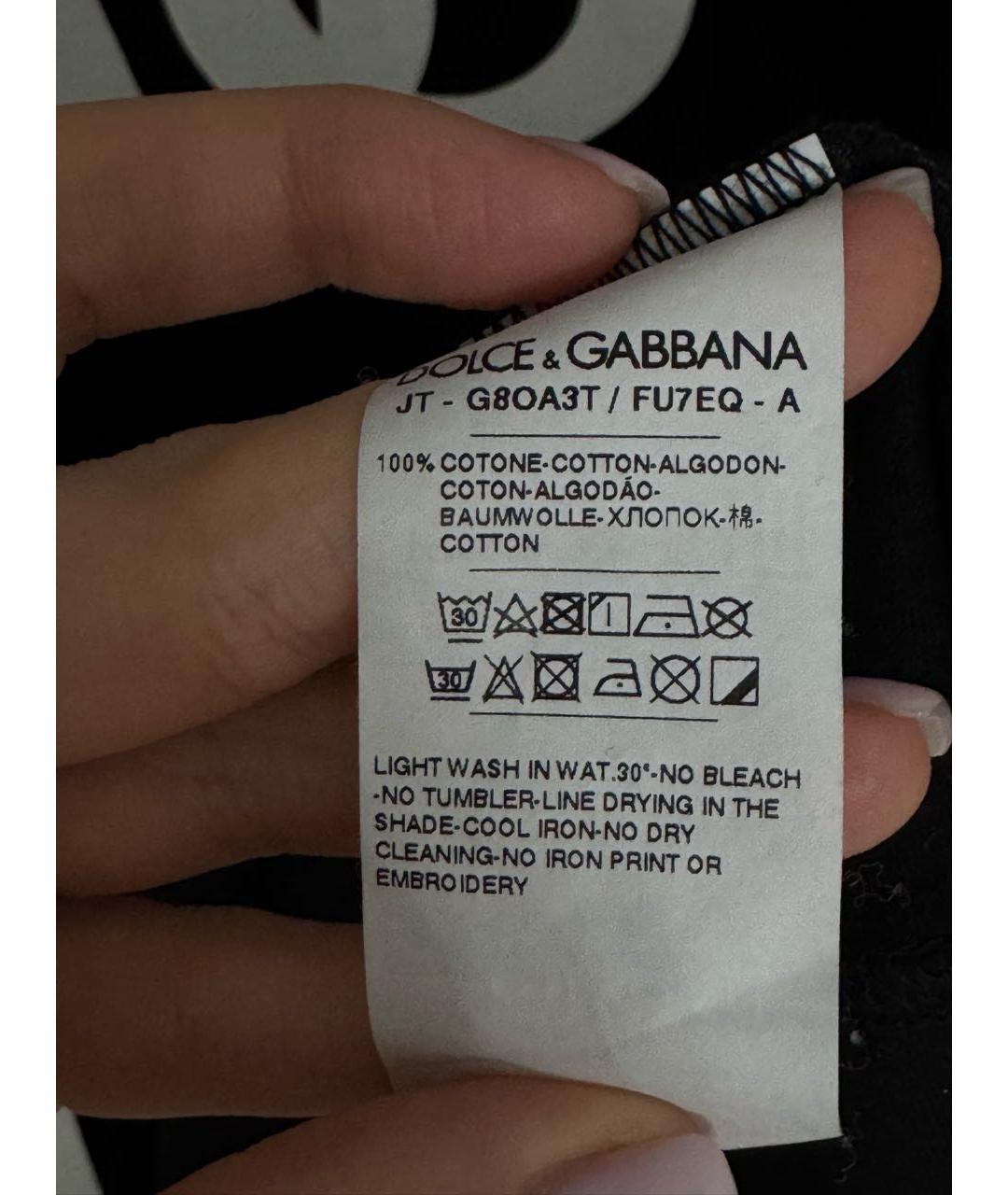 DOLCE&GABBANA Черная хлопковая футболка, фото 4