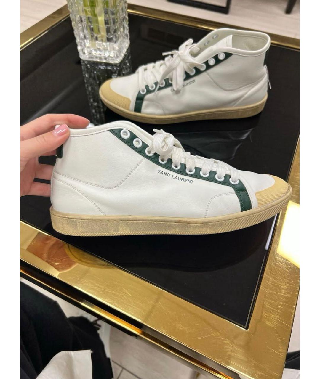 SAINT LAURENT Белые кожаные кеды, фото 2