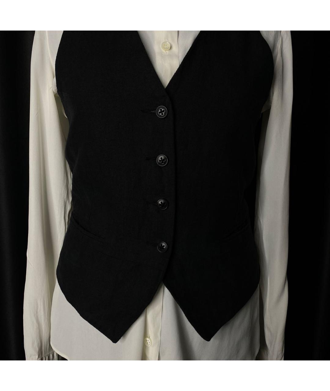 ANN DEMEULEMEESTER Черная хлопковая жилетка, фото 4