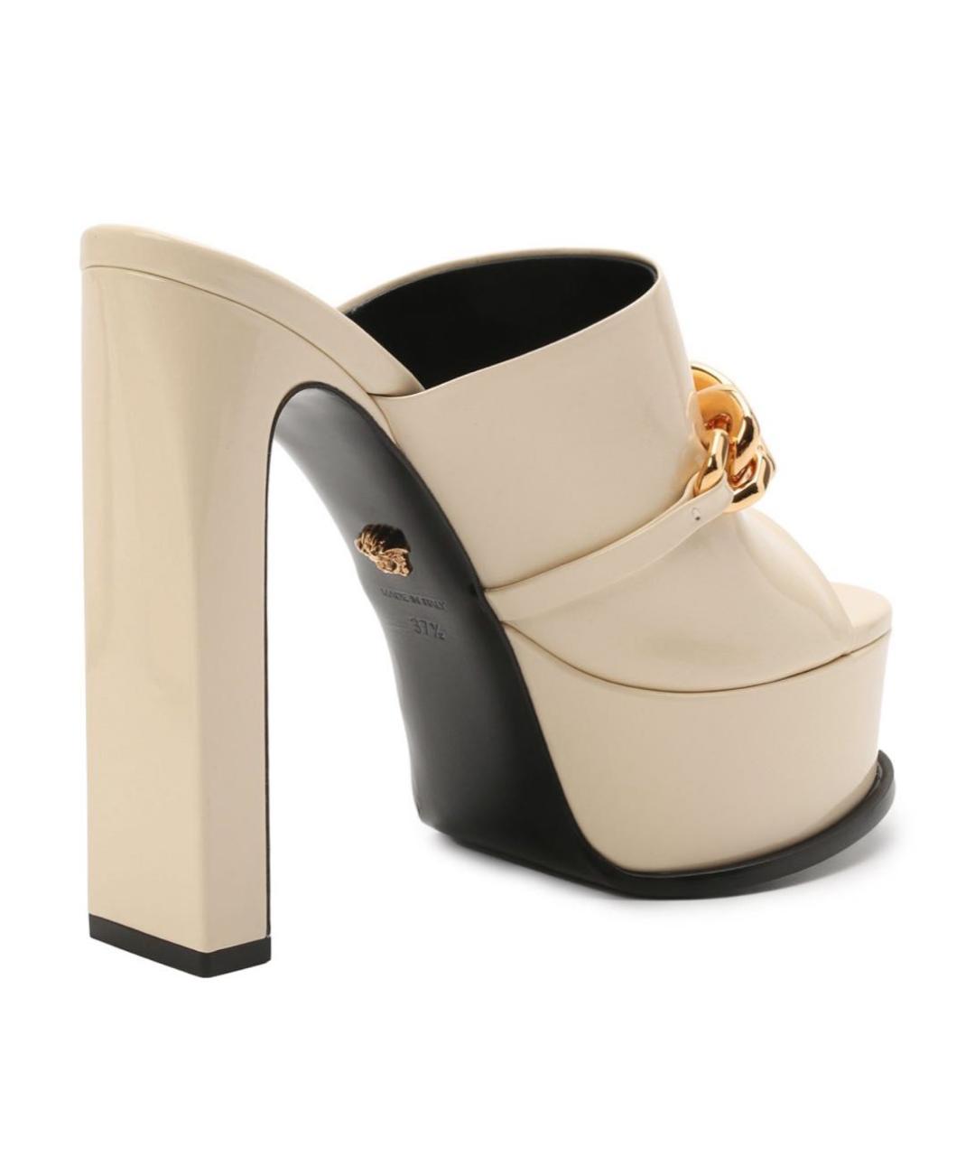 VERSACE Бежевые мюли из лакированной кожи, фото 4
