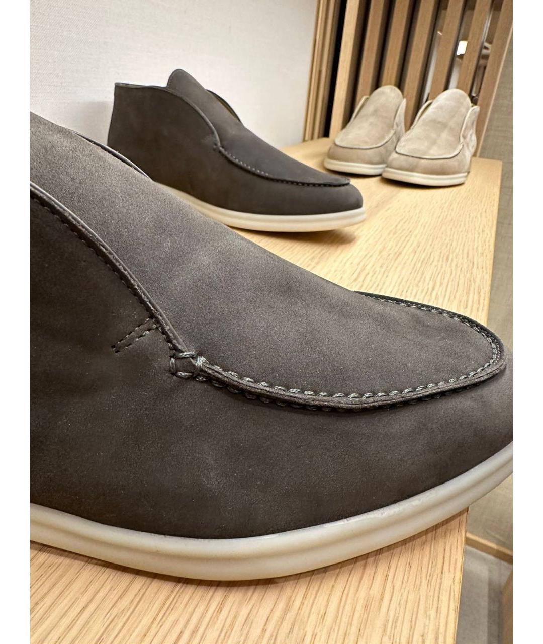 LORO PIANA Антрацитовые замшевые лоферы, фото 3