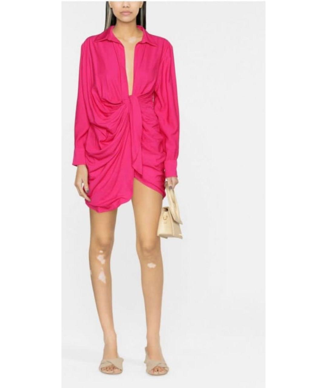 JACQUEMUS Розовое вискозное коктейльное платье, фото 5