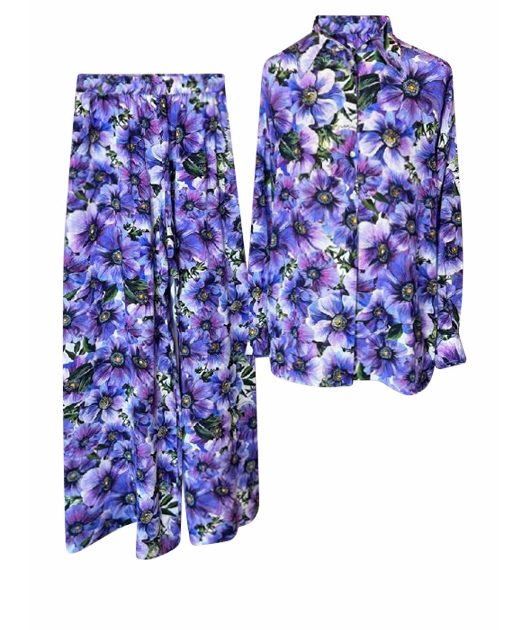DOLCE&GABBANA Фиолетовый шелковый костюм с юбками, фото 1