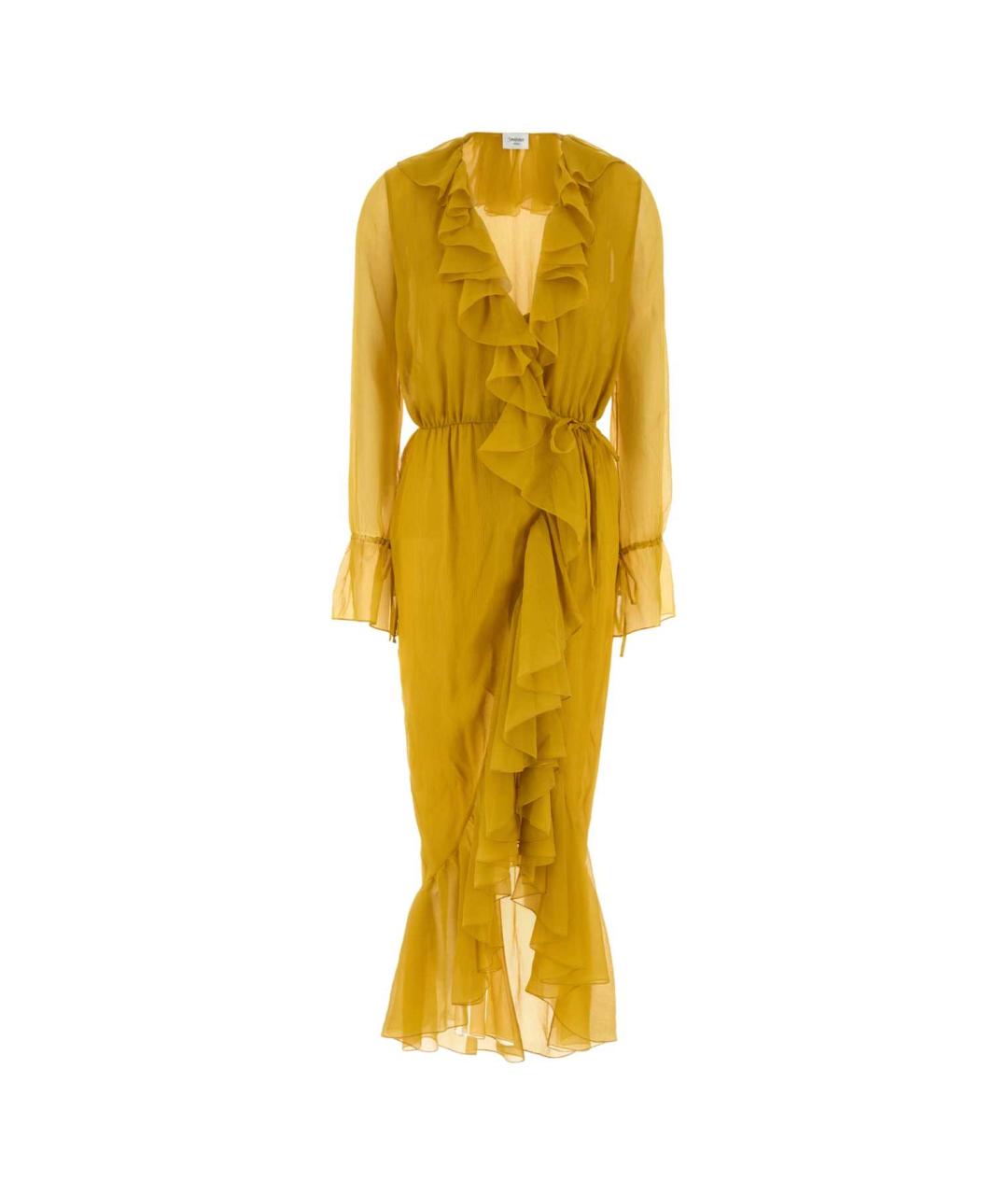 SAINT LAURENT Желтое шелковое коктейльное платье, фото 1