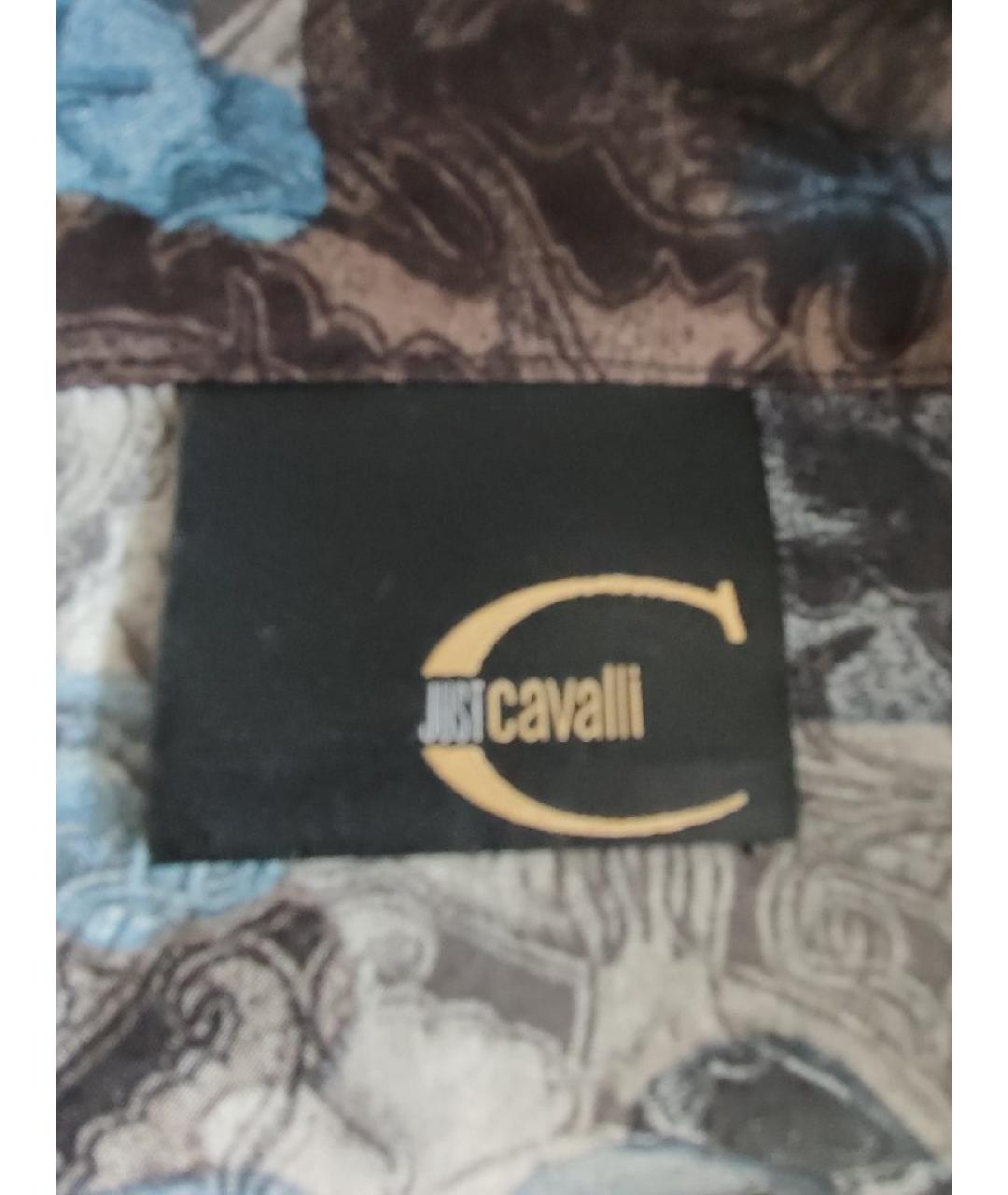 ROBERTO CAVALLI Синяя шелковая кэжуал рубашка, фото 4