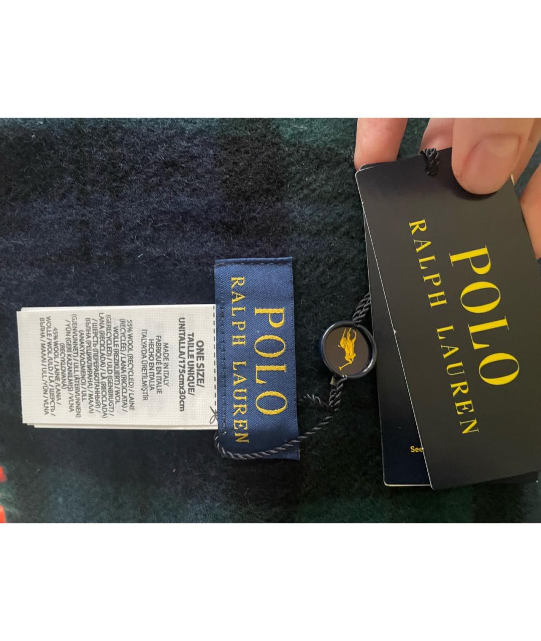 POLO RALPH LAUREN Зеленый шерстяной шарф, фото 4