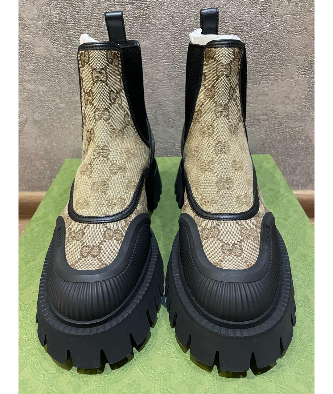 GUCCI Бежевые текстильные ботинки, фото 2