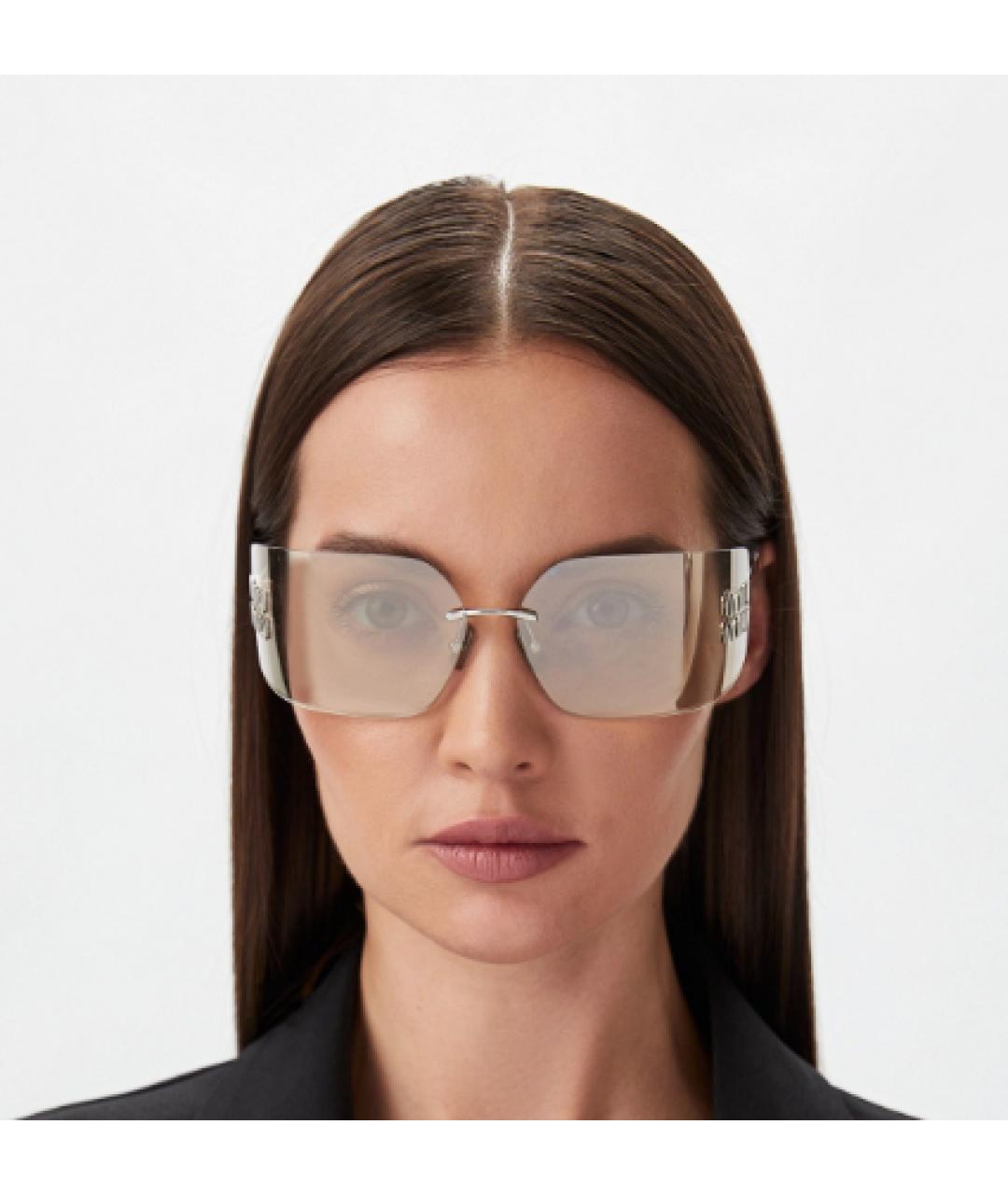 MIU MIU Серебряные металлические солнцезащитные очки, фото 3