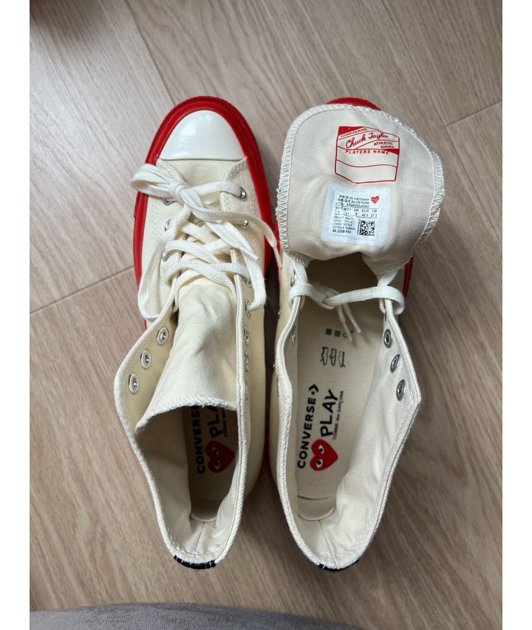 CONVERSE Бежевые текстильные высокие кроссовки / кеды, фото 3