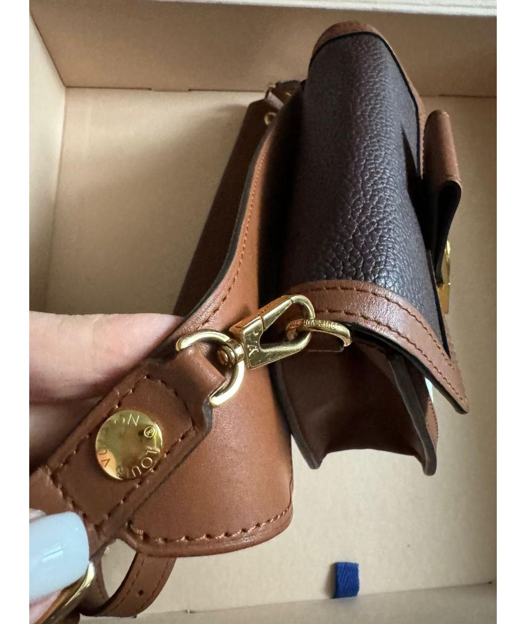 LOUIS VUITTON Коричневая кожаная поясная сумка, фото 2